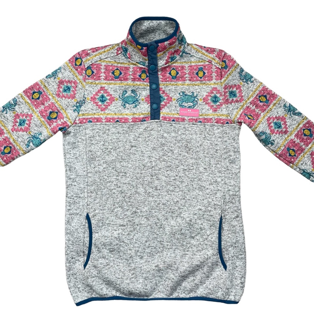 Women’s Simply Southern Tribal Pattern Crab Pineapple Pullover Fleece Jacket S - Picture 4 of 9